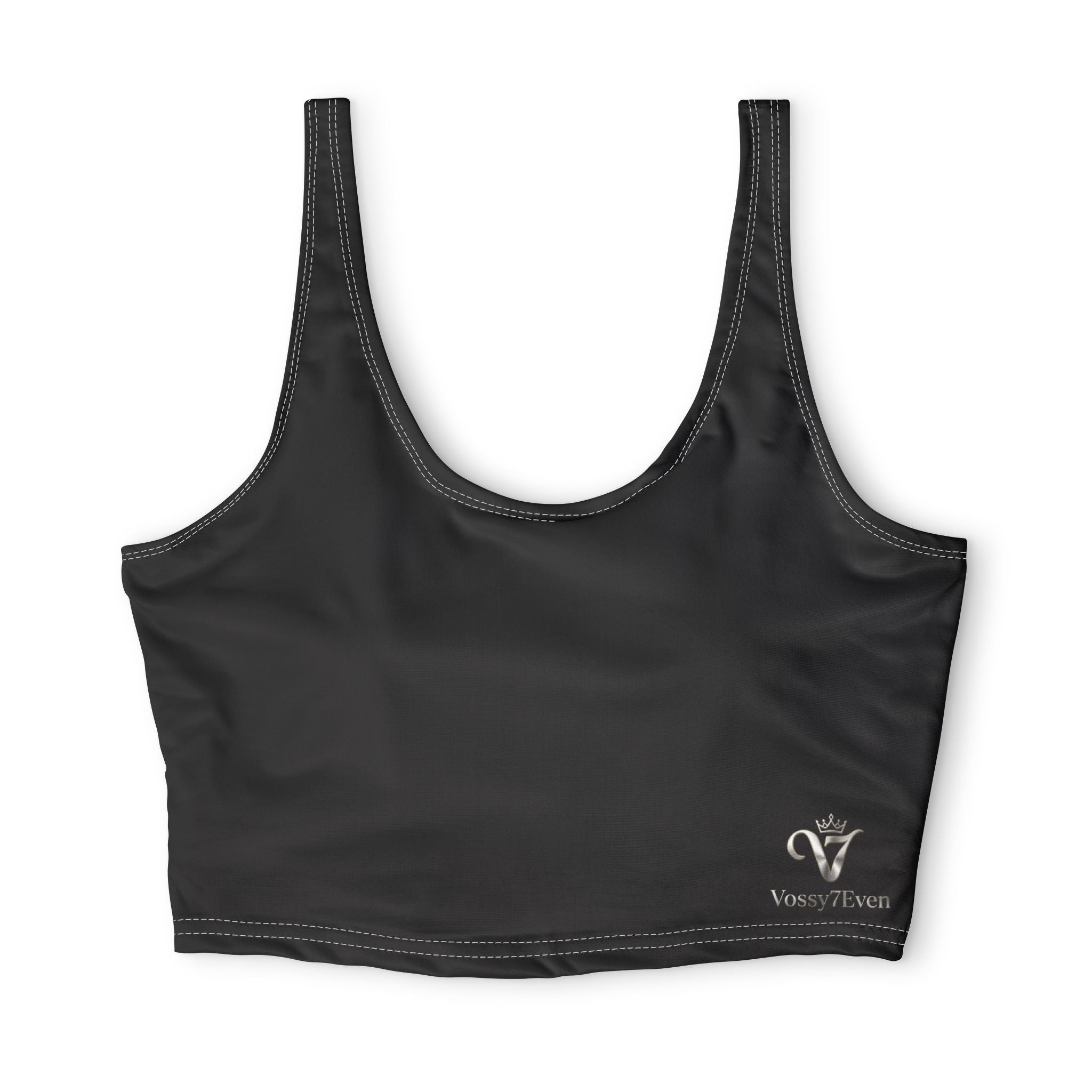 Minimal Monogram V Logo sports bra | Black crop athletic top