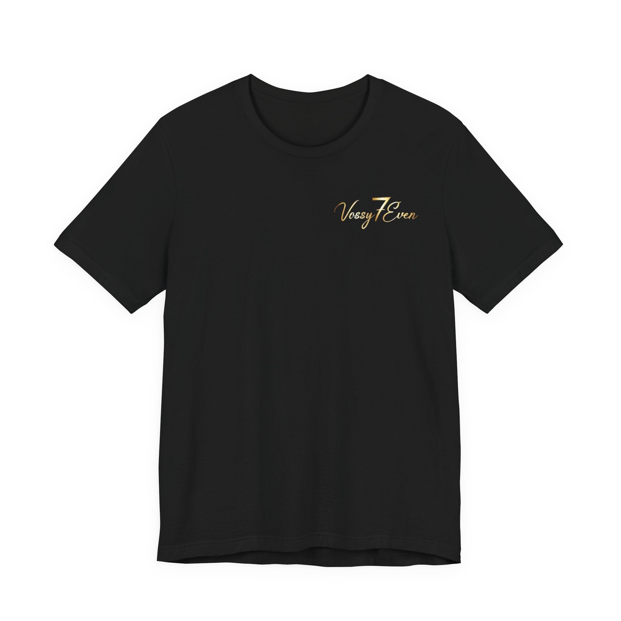 Very 7even script logo Tee | Black, Gold chest print