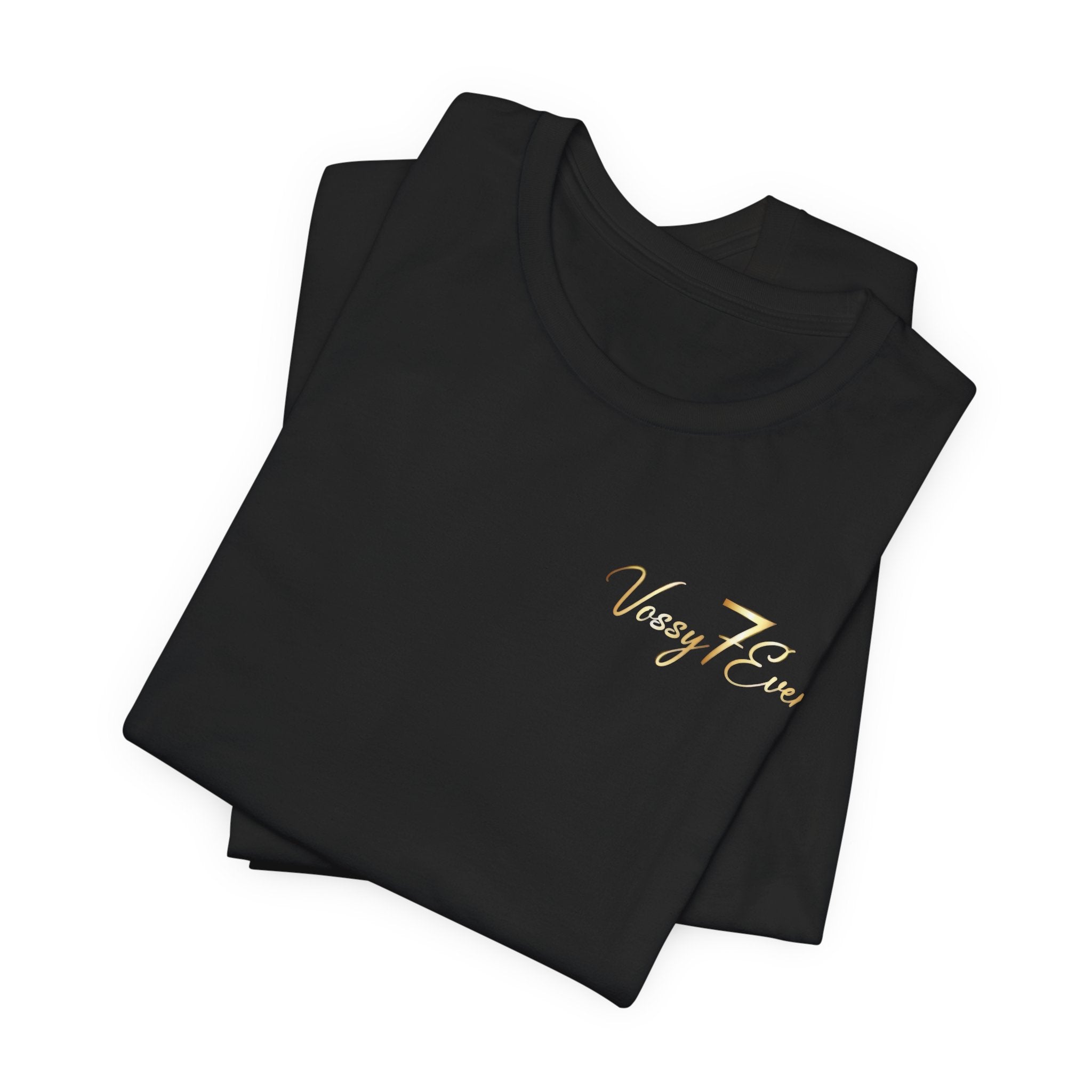 Very 7even script logo Tee | Black, Gold chest print