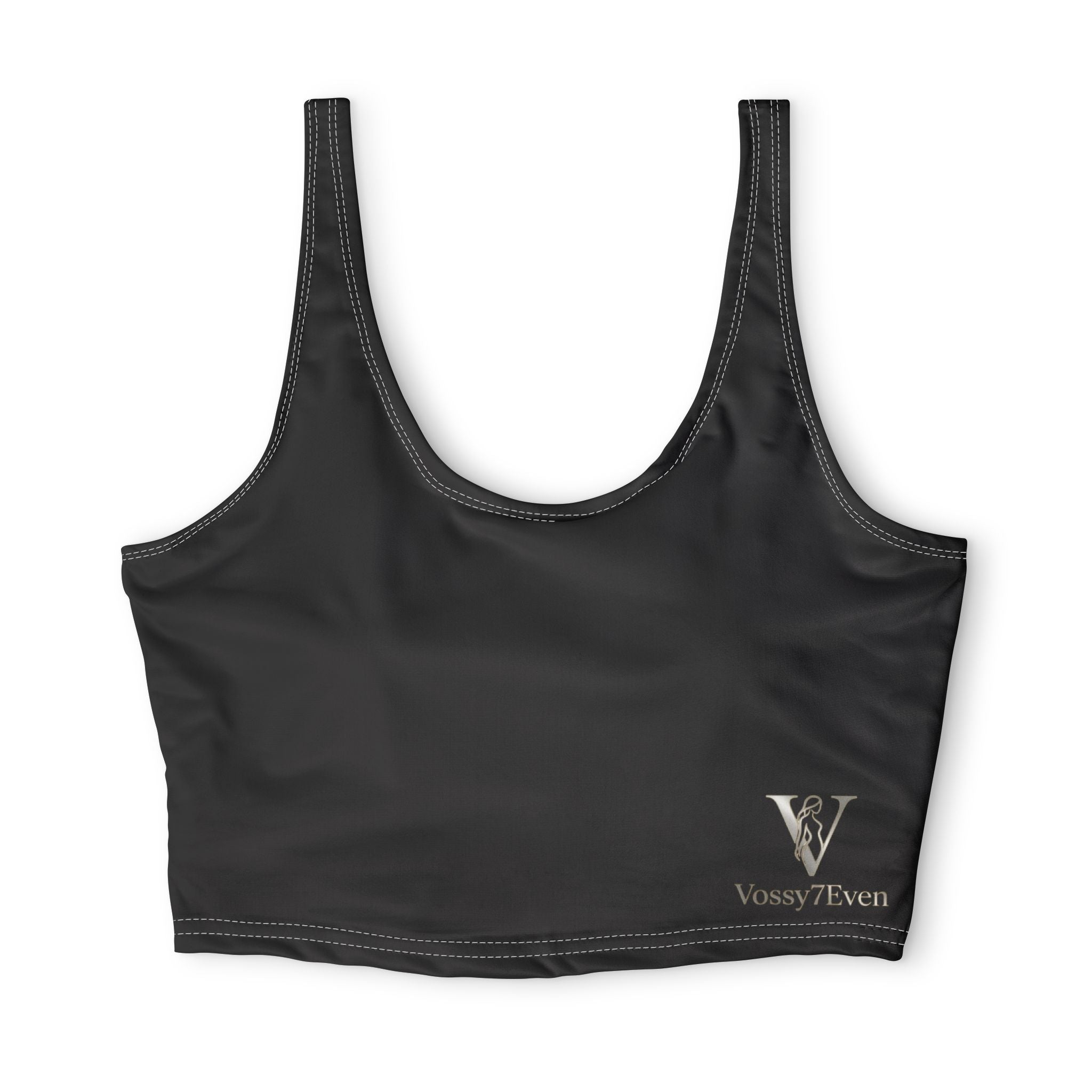 Logo sports bra | Black crop athletic top
