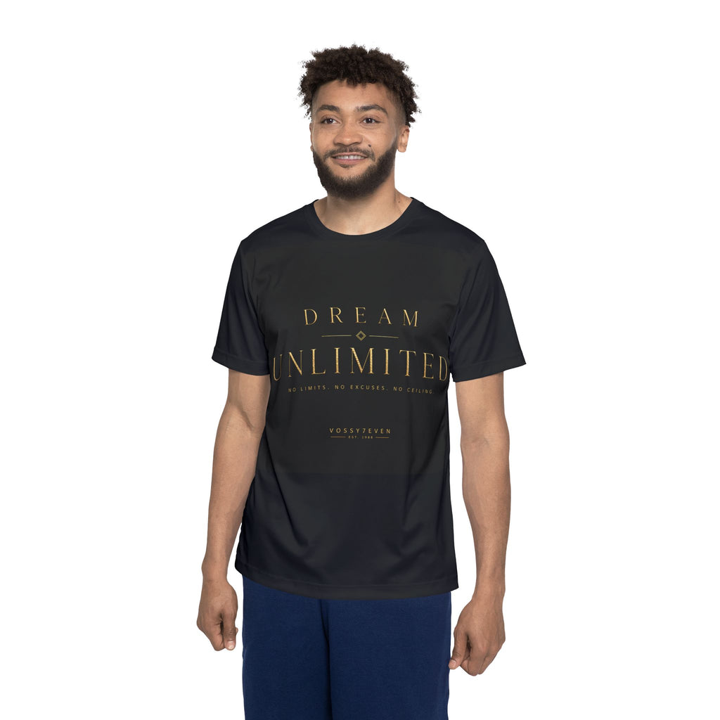 Dream Unlimited Men's Sports Jersey — Motivational Gold Text Athletic Tee