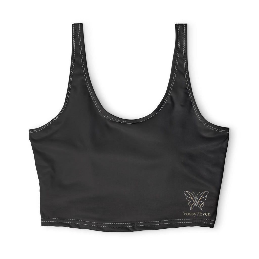 Logo sports bra | Black crop athletic top