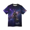 Galaxy Robot Bunny holding Bag Tee | Cosmic Space Animatronic Design